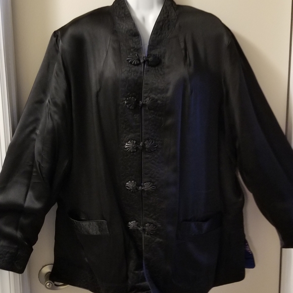 Reversible 100% Silk Asian style Blazer Size XXL. - Picture 5 of 6
